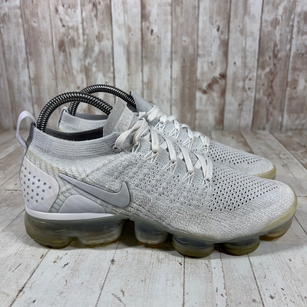 Nike Air VaporMax 2.0 White Pure Platinum Flyknit Running Shoes 942843-105 7.5